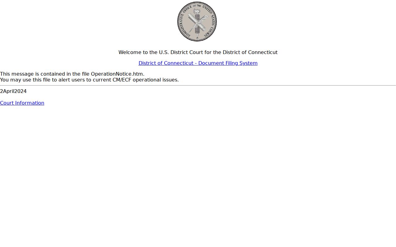 Town of Stratford County Superior Court Clerk records federal CM ECF contrast