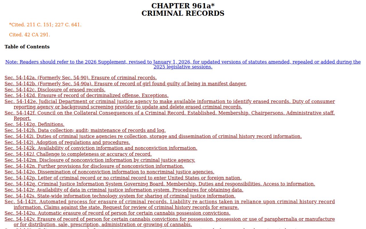 Town of Stratford County arrest records and court charges erasure statute