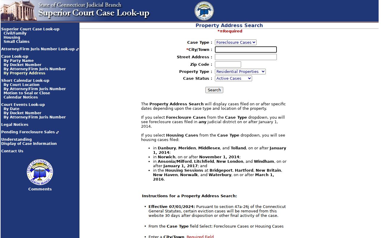 Town of Stratford County court records property address search