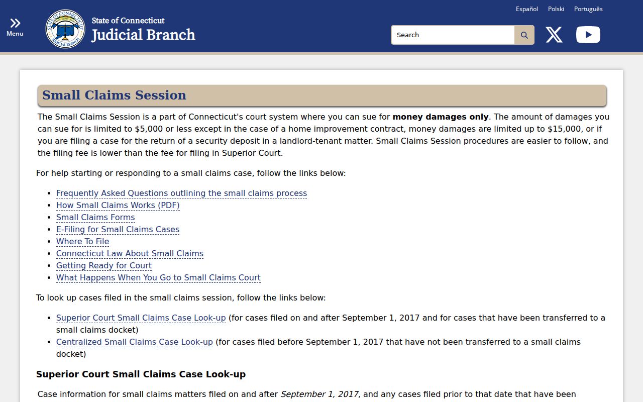 Town of Stratford County small claims court records lookup