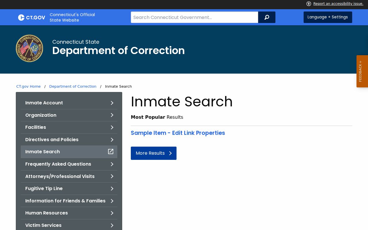 Town of Stratford County inmate search Connecticut DOC service