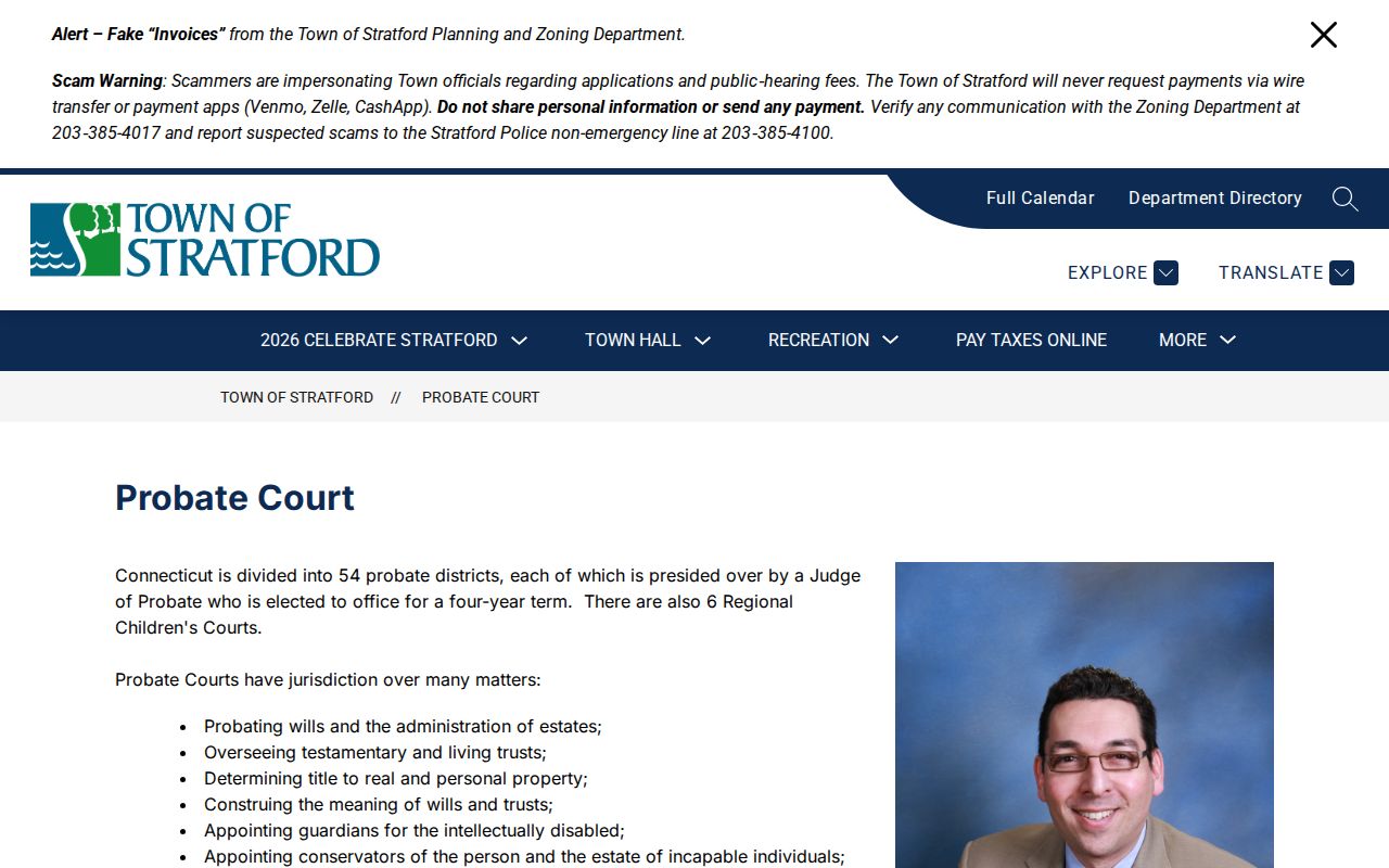 Town of Stratford County marriage and divorce records probate court source