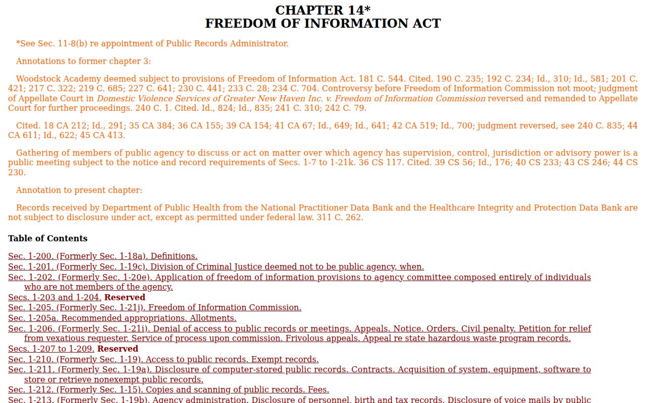 Town of Stratford County warrant search Connecticut public records statute